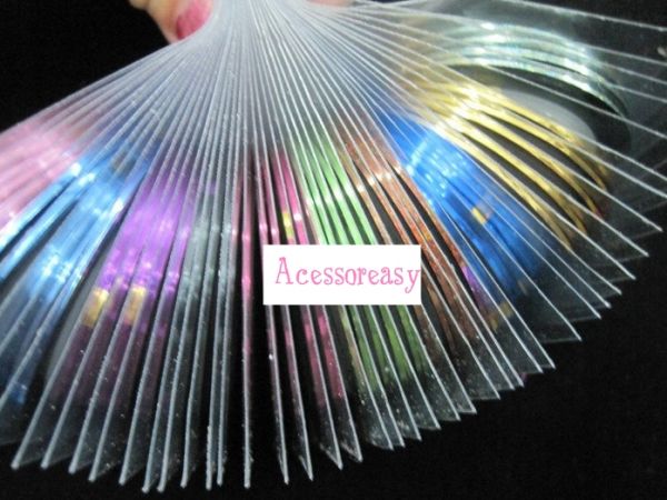 100x fitas para nail art - 10 cores diferentes